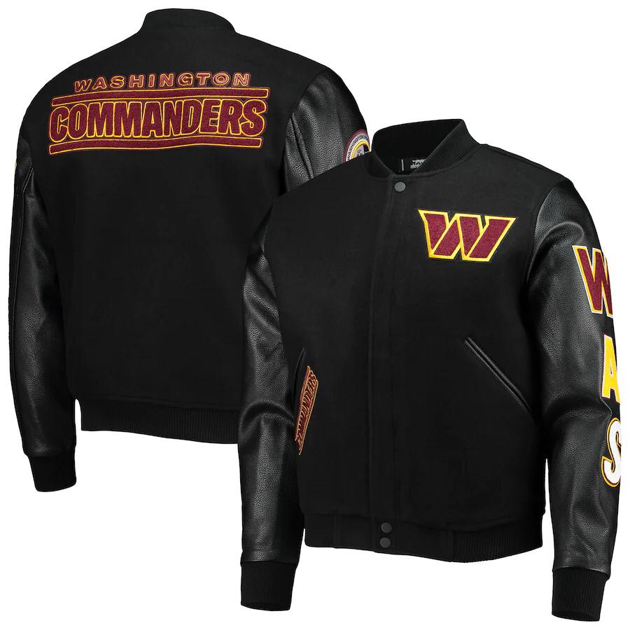 Washington Commanders Black Letterman Jacket - Image 1