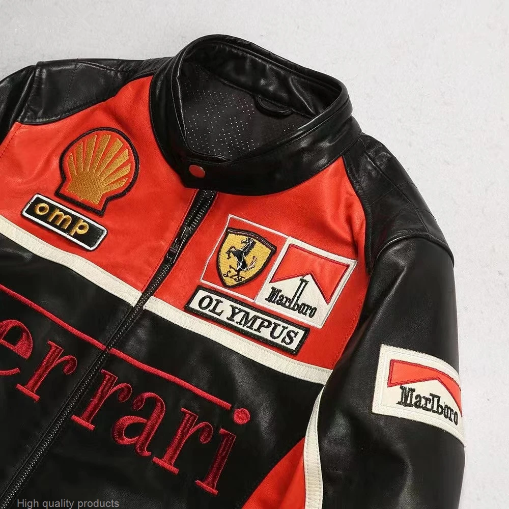 Vintage Ferrari Leather Motorcycle Jacket - Image 1