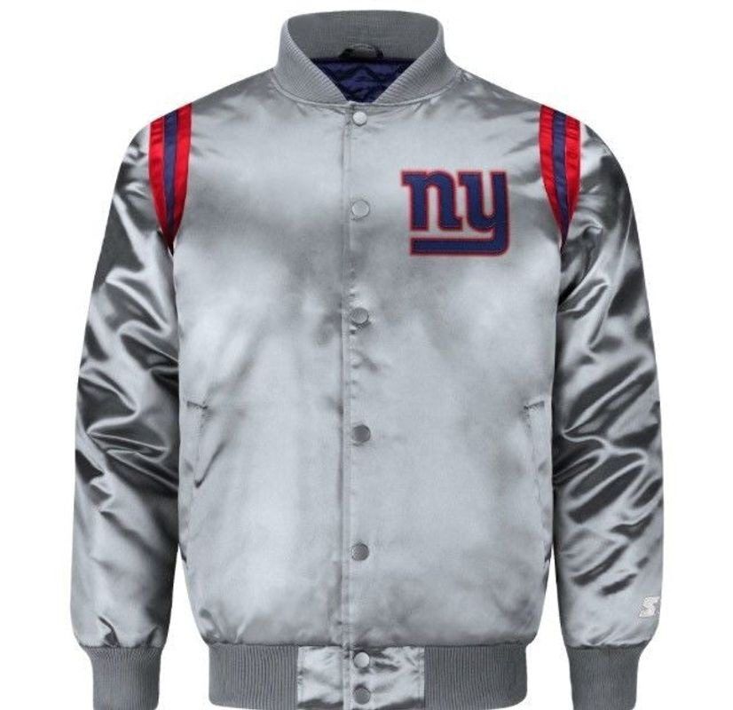 New York Giants Starter NFL Gray Satin Jacket - Image 1