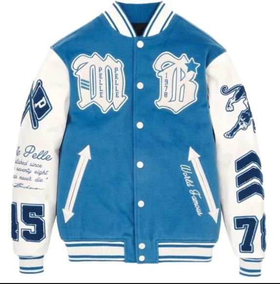 blue classic varsity jacket - Image 1