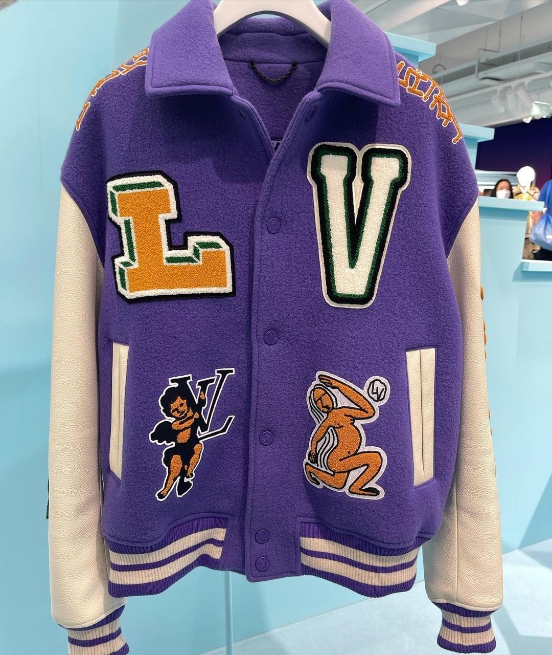 MULTI PATCHES MIXED LEATHER VARSITY BLOUSAN - Image 1