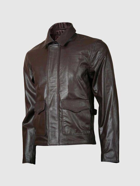 BIKER BROWN LEATHER JACKET - Image 1