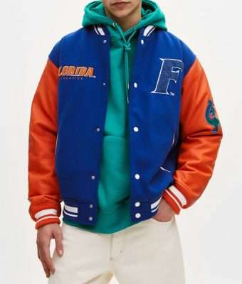 Florida Gators Varsity Royal Blue and Orange Jacket - Image 1