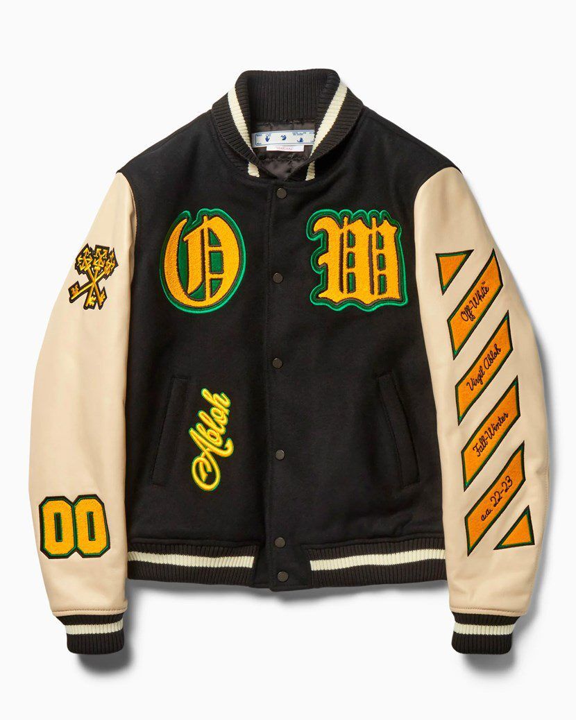 multi-icon badge wool woolen stitching jacket thickened cotton baseball uniform jacket - Image 1