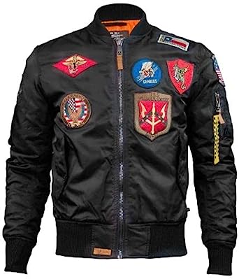 Top Gun MA-1 Nylon Bomber Jacket with Patches - Image 1