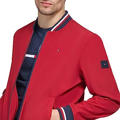 Tommy Hilfiger Men's Lightweight Varsity Rib Knit Bomber Jacket - Image 1