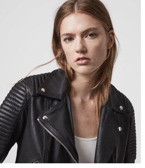 ALL SAINTS Dalby Black Leather Slim Fit Biker Jacket For Women - Image 1