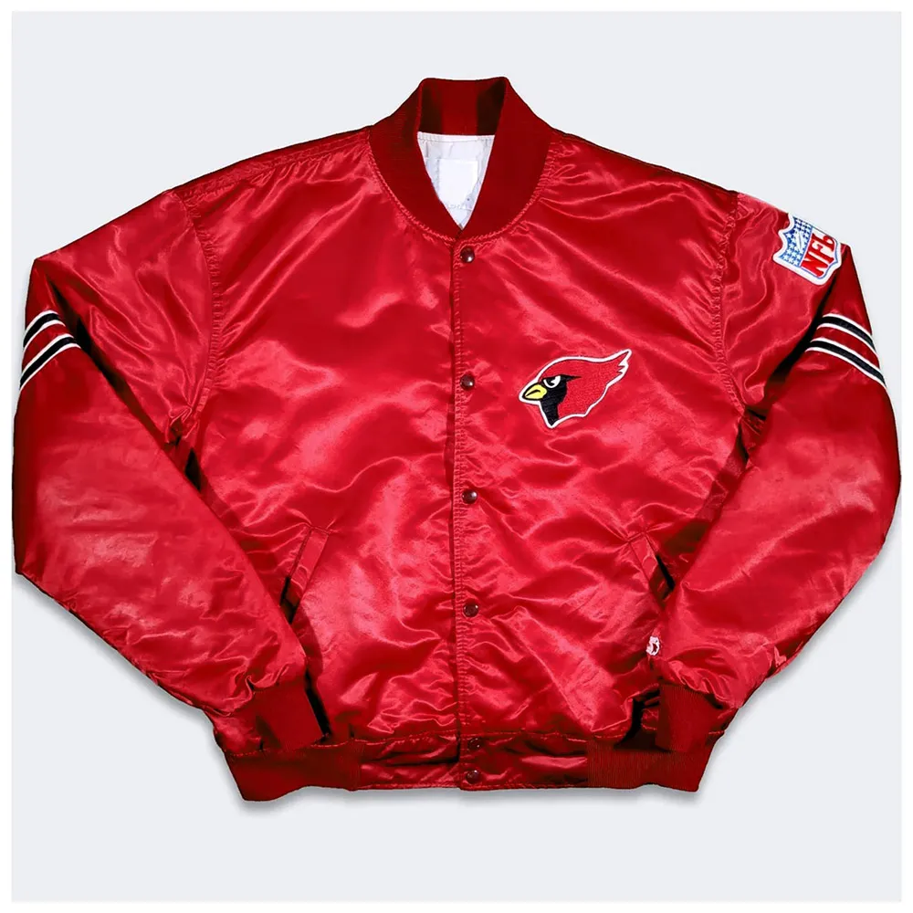 80s Arizona Cardinals Bomber Satin Red Jacket - Image 1