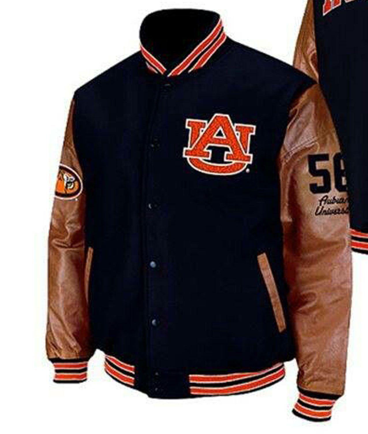 Auburn Varsity Brown and Black Jacket - Image 1