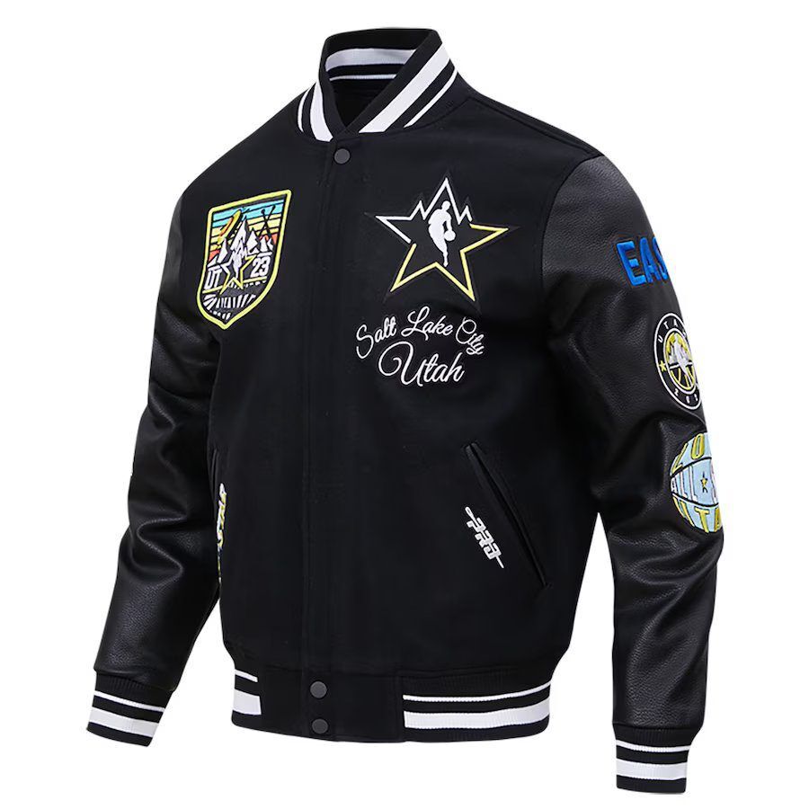 Men's Pro Standard Black 2023 NBA All-Star Game Chenille Wool Varsity Full-Snap Jacket - Image 1