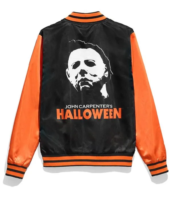 1978 Halloween Black and Orange Varsity Satin Jacket - Image 1