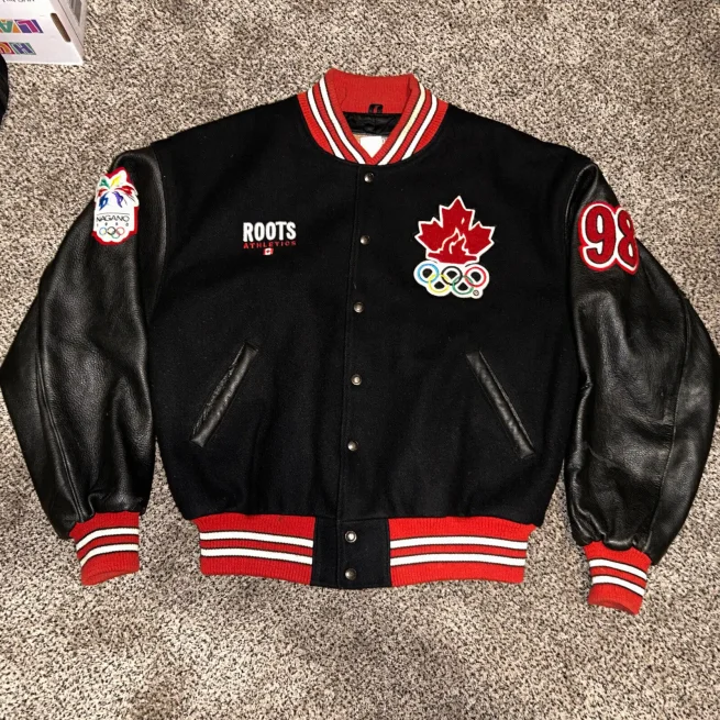 1998 Vintage Roots Canada Varsity Nagano Olympics Jacket - Image 1