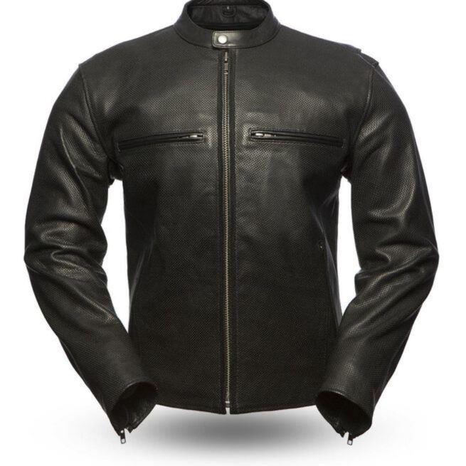 Turbine Black Leather Biker Jacket - Image 1