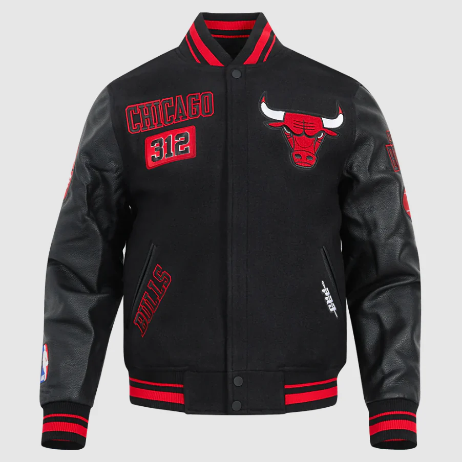 Pro Standard Men's Bulls Area Code Wool Varsity Jacket - Image 1