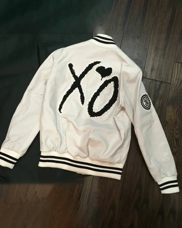 The Weeknd XO Handmade Cosplay White Varsity Jacket | Trendy Leather Jackets The Weeknd XO Handmade Cosplay White Varsity Jacket | Trendy Leather Jackets