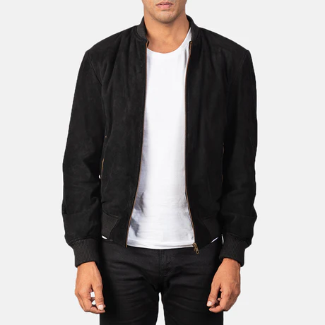 SHANE BLACK SUEDE BOMBER JACKET - Image 1