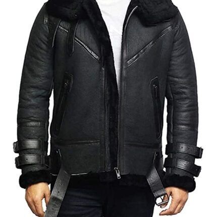 Men's B3 Bomber - RAF Aviator Real Sheepskin Leather Jacket - Image 1